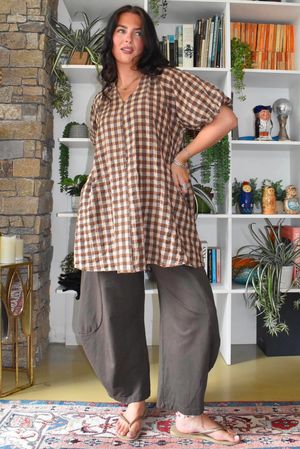 Bibi Gingham Pocket Tunic Naturals
